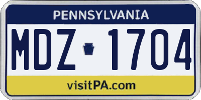PA license plate MDZ1704