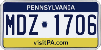PA license plate MDZ1706