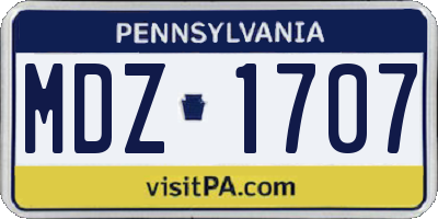 PA license plate MDZ1707