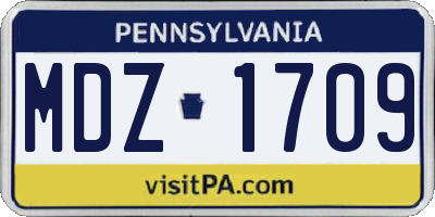 PA license plate MDZ1709