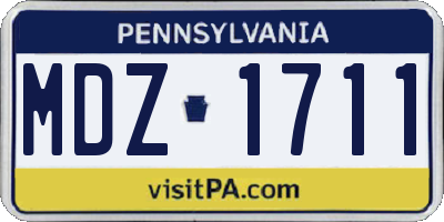 PA license plate MDZ1711