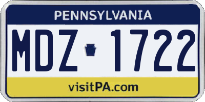 PA license plate MDZ1722