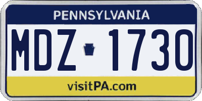 PA license plate MDZ1730