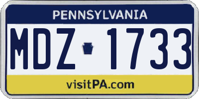 PA license plate MDZ1733