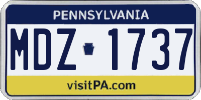 PA license plate MDZ1737