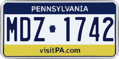 PA license plate MDZ1742