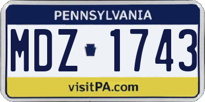 PA license plate MDZ1743