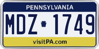PA license plate MDZ1749