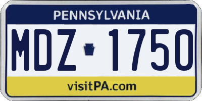 PA license plate MDZ1750