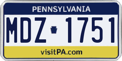 PA license plate MDZ1751