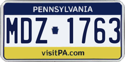 PA license plate MDZ1763
