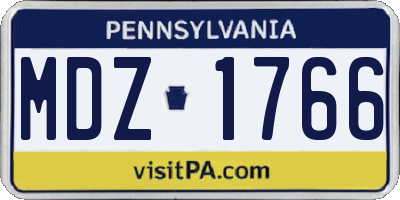 PA license plate MDZ1766
