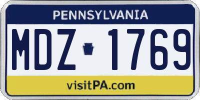 PA license plate MDZ1769