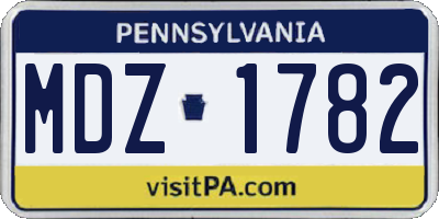 PA license plate MDZ1782