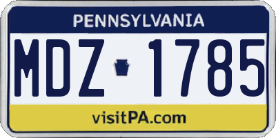 PA license plate MDZ1785
