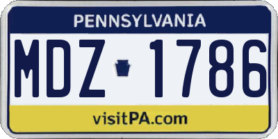 PA license plate MDZ1786