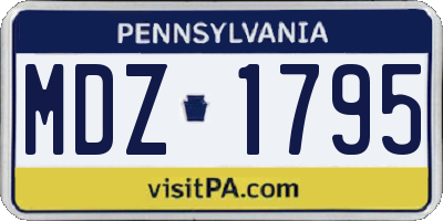 PA license plate MDZ1795