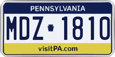 PA license plate MDZ1810