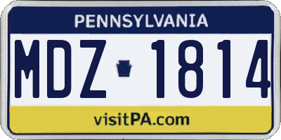 PA license plate MDZ1814