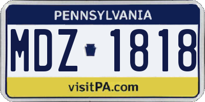 PA license plate MDZ1818