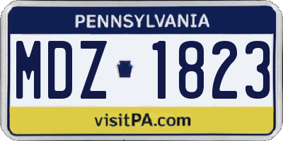 PA license plate MDZ1823