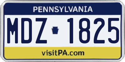 PA license plate MDZ1825