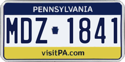 PA license plate MDZ1841