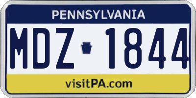 PA license plate MDZ1844
