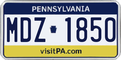 PA license plate MDZ1850
