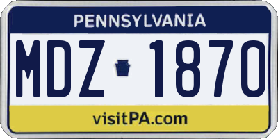 PA license plate MDZ1870
