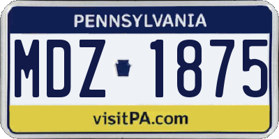 PA license plate MDZ1875