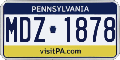 PA license plate MDZ1878