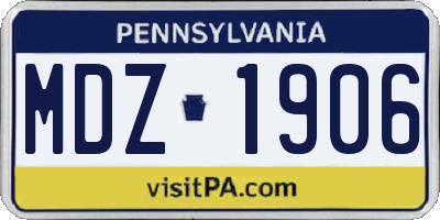 PA license plate MDZ1906