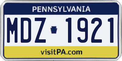 PA license plate MDZ1921