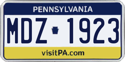 PA license plate MDZ1923