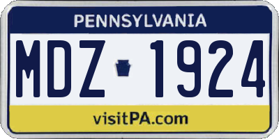PA license plate MDZ1924