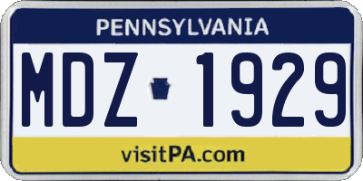 PA license plate MDZ1929