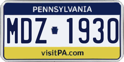 PA license plate MDZ1930