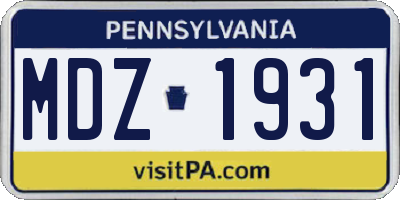 PA license plate MDZ1931