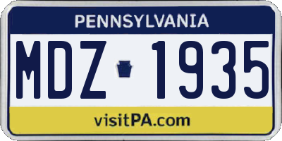 PA license plate MDZ1935