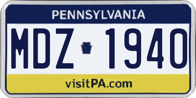 PA license plate MDZ1940