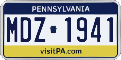 PA license plate MDZ1941