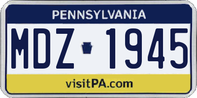 PA license plate MDZ1945