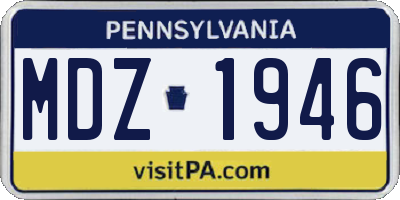 PA license plate MDZ1946