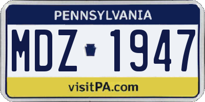 PA license plate MDZ1947