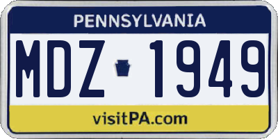 PA license plate MDZ1949