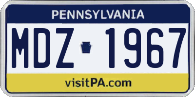 PA license plate MDZ1967