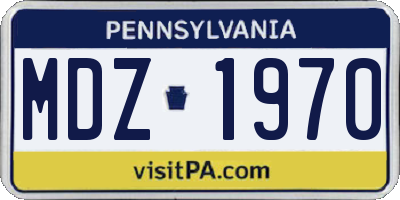 PA license plate MDZ1970