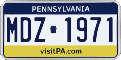PA license plate MDZ1971