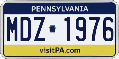 PA license plate MDZ1976